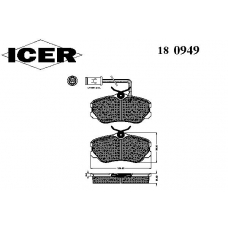 180949 ICER Комплект тормозных колодок, дисковый тормоз