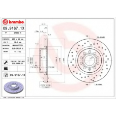 09.9167.1X BREMBO Тормозной диск