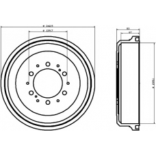 8DT 355 301-491 HELLA PAGID Тормозной барабан