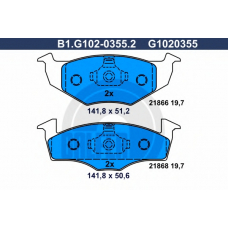 B1.G102-0355.2 GALFER Комплект тормозных колодок, дисковый тормоз