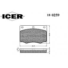 180259 ICER Комплект тормозных колодок, дисковый тормоз