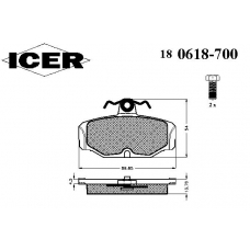 180618-700 ICER Комплект тормозных колодок, дисковый тормоз