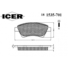 181535-701 ICER Комплект тормозных колодок, дисковый тормоз
