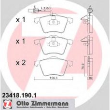 23418.190.1 ZIMMERMANN Комплект тормозных колодок, дисковый тормоз