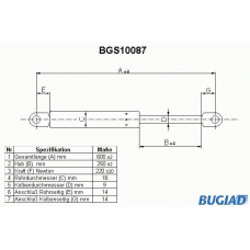 BGS10087 BUGIAD Газовая пружина, крышка багажник