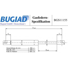 BGS11155 BUGIAD Газовая пружина, крышка багажник