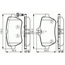 0 986 TB3 208 BOSCH Комплект тормозных колодок, дисковый тормоз