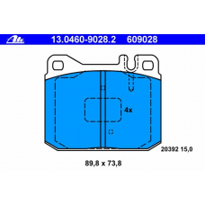 13.0460-9028.2 ATE Комплект тормозных колодок, дисковый тормоз
