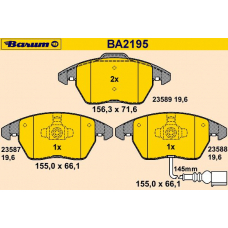 BA2195 BARUM Комплект тормозных колодок, дисковый тормоз
