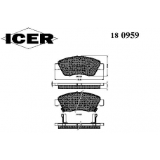 180959 ICER Комплект тормозных колодок, дисковый тормоз