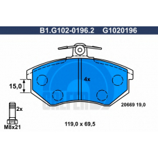 B1.G102-0196.2 GALFER Комплект тормозных колодок, дисковый тормоз