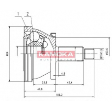 7082 KAMOKA Шарнирный комплект, приводной вал