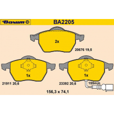 BA2205 BARUM Комплект тормозных колодок, дисковый тормоз