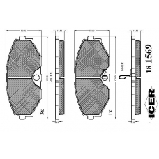181569 ICER Комплект тормозных колодок, дисковый тормоз