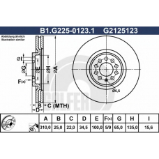 B1.G225-0123.1 GALFER Тормозной диск