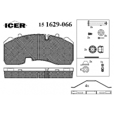 151629-066 ICER Комплект тормозных колодок, дисковый тормоз