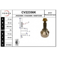 CV22356K EAI Шарнирный комплект, приводной вал