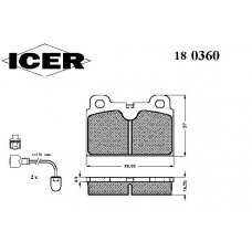 180360 ICER Комплект тормозных колодок, дисковый тормоз