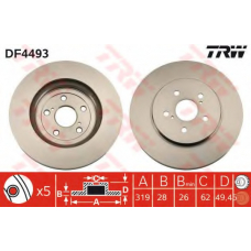DF4493 TRW Тормозной диск