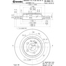 09.B842.11 BREMBO Тормозной диск