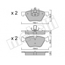 22-0557-3 METELLI Комплект тормозных колодок, дисковый тормоз