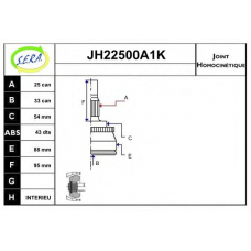 JH22500A1K SERA Шарнирный комплект, приводной вал
