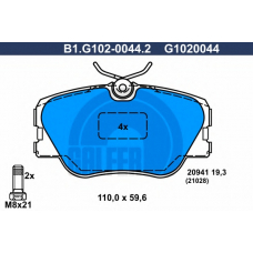 B1.G102-0044.2 GALFER Комплект тормозных колодок, дисковый тормоз