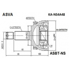 KA-NS4A48 ASVA Шарнирный комплект, приводной вал