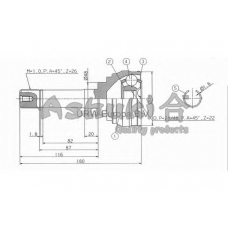 SK-510 ASHUKI Шарнирный комплект, приводной вал