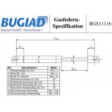BGS11116 BUGIAD Газовая пружина, крышка багажник