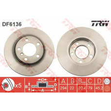 DF6136 TRW Тормозной диск