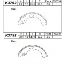 K3792 ASIMCO Комплект тормозных колодок