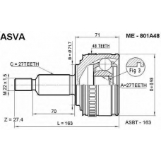 ME-801A48 ASVA Шарнирный комплект, приводной вал