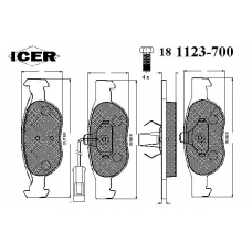 181123-700 ICER Комплект тормозных колодок, дисковый тормоз