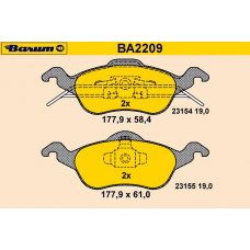 BA2209 BARUM Комплект тормозных колодок, дисковый тормоз