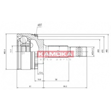 6063 KAMOKA Шарнирный комплект, приводной вал