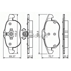 0 986 495 053 BOSCH Комплект тормозных колодок, дисковый тормоз