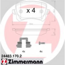 24483.170.2 ZIMMERMANN Комплект тормозных колодок, дисковый тормоз