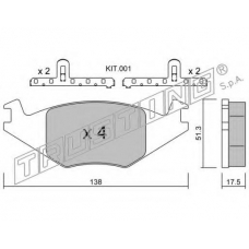049.0K TRUSTING Комплект тормозных колодок, дисковый тормоз