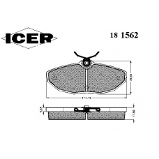 181562 ICER Комплект тормозных колодок, дисковый тормоз