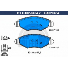 B1.G102-0464.2 GALFER Комплект тормозных колодок, дисковый тормоз