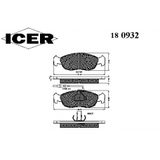 180932 ICER Комплект тормозных колодок, дисковый тормоз