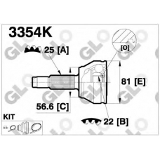 3354K GLO Шарнирный комплект, приводной вал