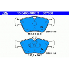 13.0460-7086.2 ATE Комплект тормозных колодок, дисковый тормоз