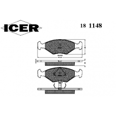 181148 ICER Комплект тормозных колодок, дисковый тормоз