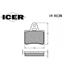 180138 ICER Комплект тормозных колодок, дисковый тормоз