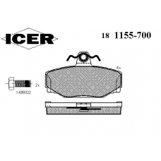 181155-700 ICER Комплект тормозных колодок, дисковый тормоз