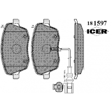 181597 ICER Комплект тормозных колодок, дисковый тормоз