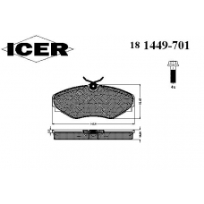 181449-701 ICER Комплект тормозных колодок, дисковый тормоз