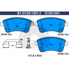 B1.G120-1301.2 GALFER Комплект тормозных колодок, дисковый тормоз